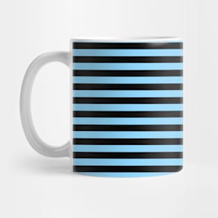 Horizontal Stripes Pattern - Black & Sky Blue Mug